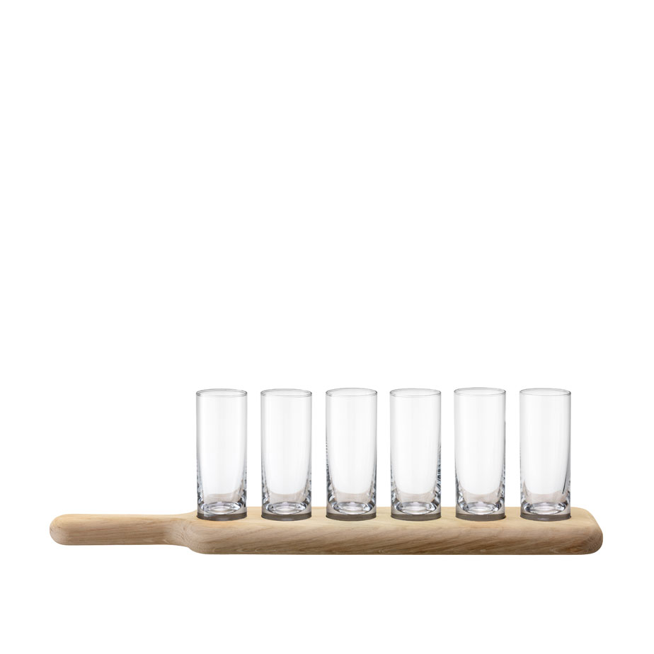 שישיית כוסיות וודקה ומגש עץ PADDLE