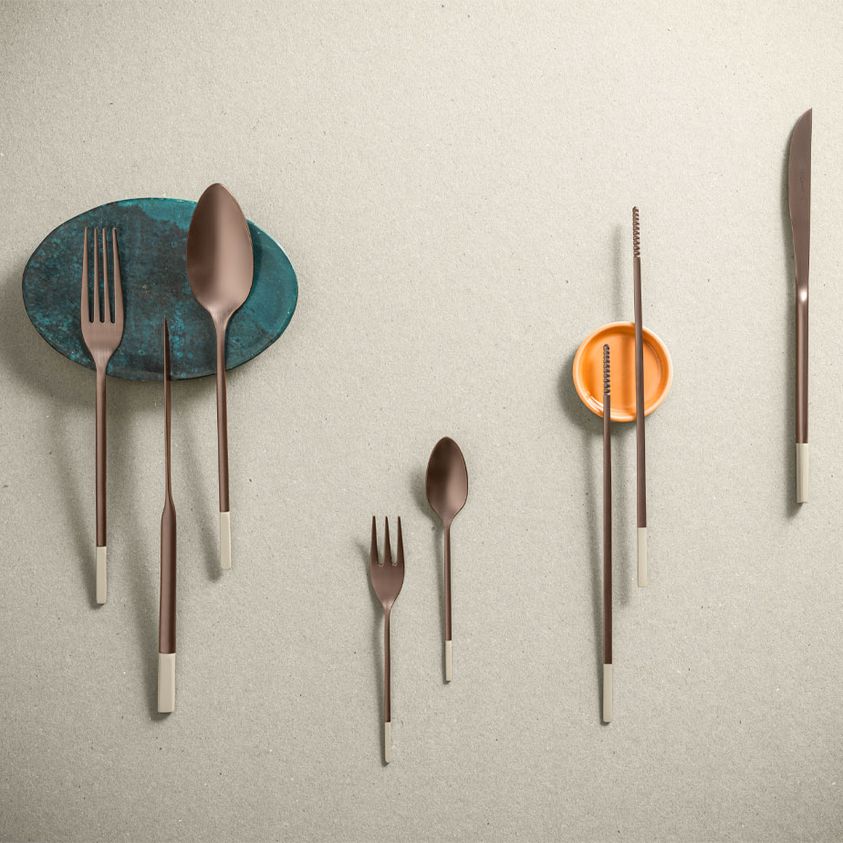 ALLEGRO Taupe & Chocolate 6 Cake Forks