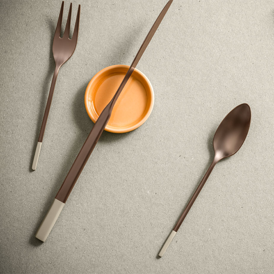 ALLEGRO Taupe & Chocolate 6 Cake Forks