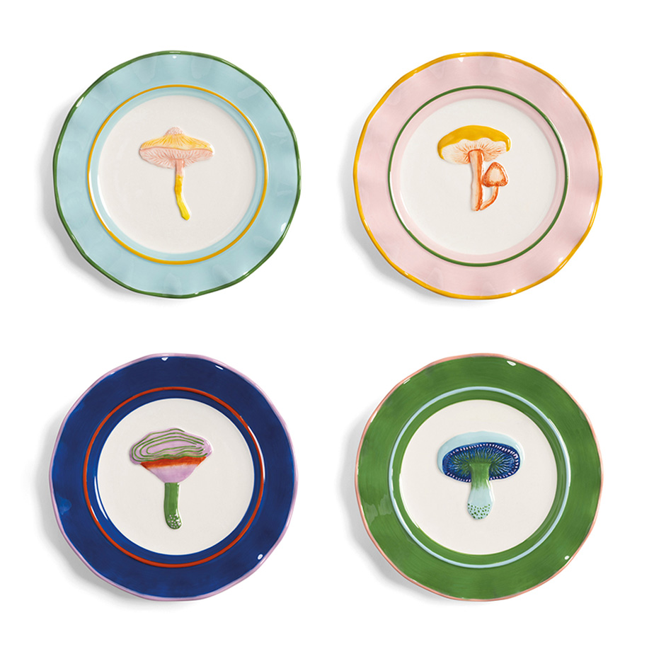 רביעיית צלחות עוגה MUSHROOM